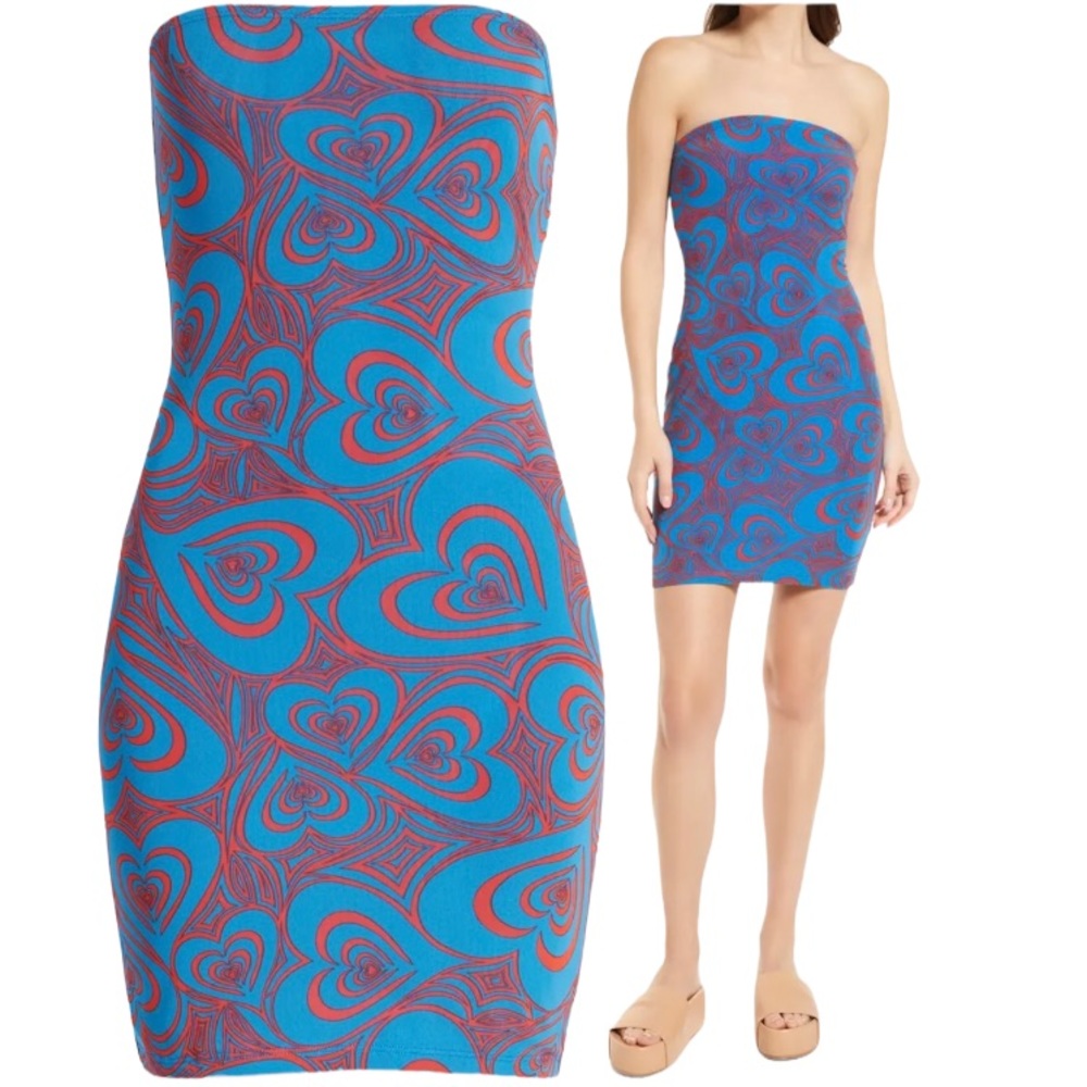 Lisa Says Gah Blue and Red Strapless Dress